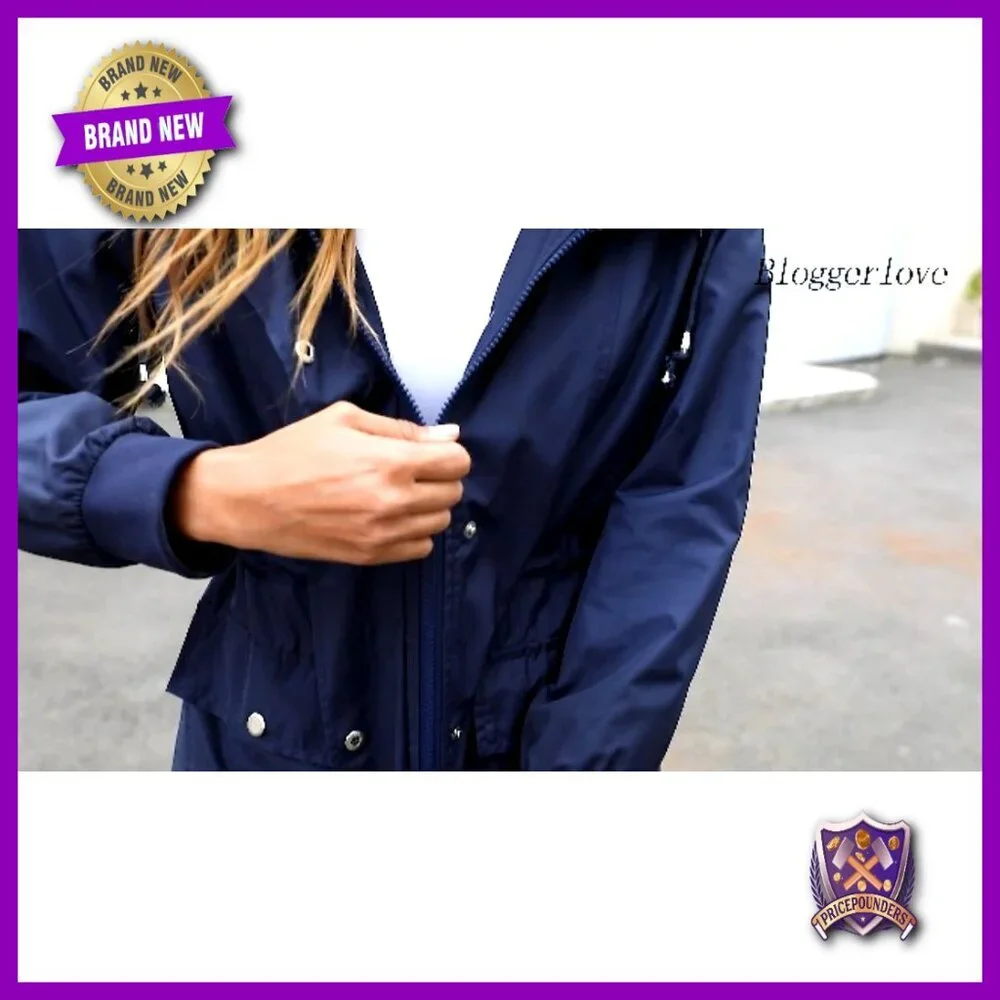Lightweight Waterproof Raincoat Hooded Trench Style Active Outdoor Windbreaker